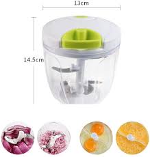 Hand chopper Manual Food Chopper, 2000ML/1.5 Liter/900 ML/330 ML Speedy Chopper with 3 Curved Stainless Steel Blades, Handheld Vegetable Chopper/Mincer/Mixer/Blender to Chop Fruits Onions/Nuts/Ginger/Herbs/Garlics/Meet