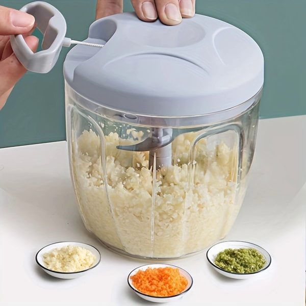 Hand chopper Manual Food Chopper, 2000ML/1.5 Liter/900 ML/330 ML Speedy Chopper with 3 Curved Stainless Steel Blades, Handheld Vegetable Chopper/Mincer/Mixer/Blender to Chop Fruits Onions/Nuts/Ginger/Herbs/Garlics/Meet